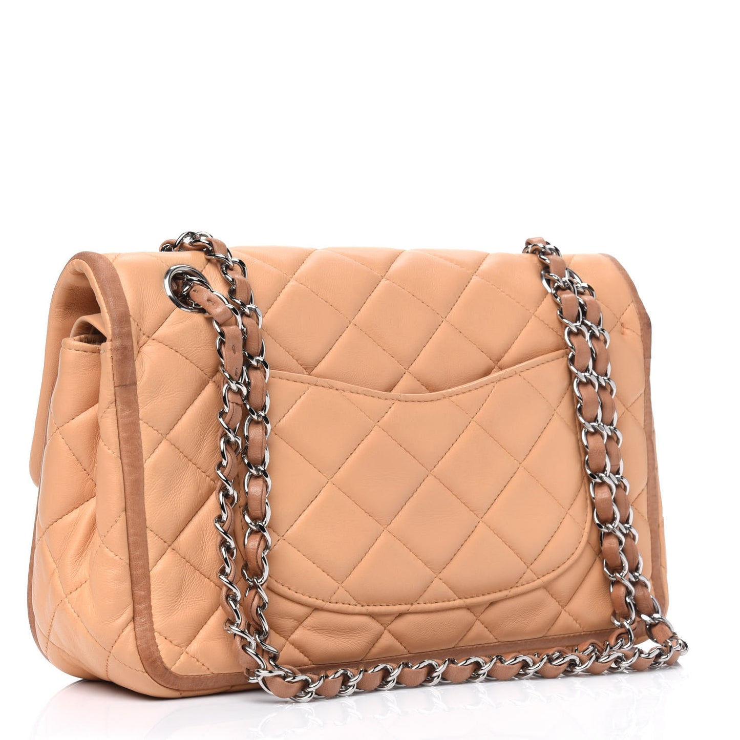 Lambskin Quilted Two Tone Medium Icons Double Flap Beige
