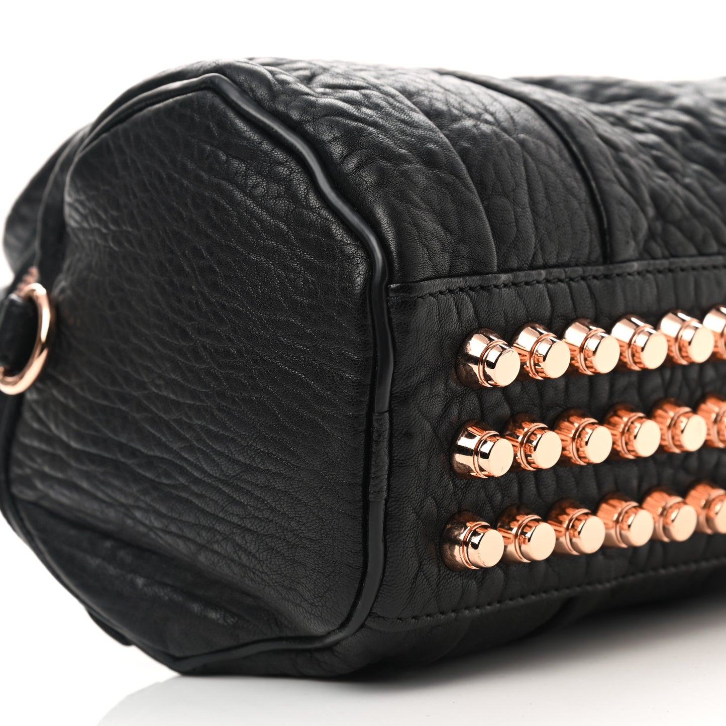 Pebbled Lambskin Mini Rockie Black Rose Gold Hardware