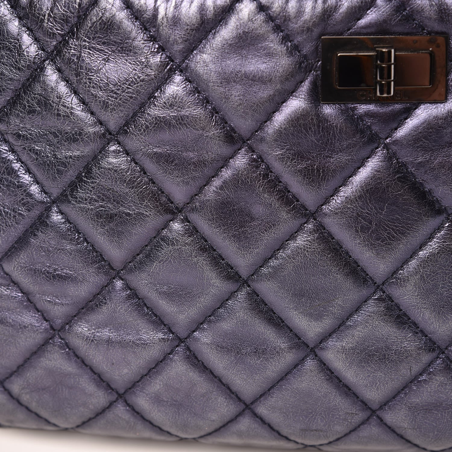 Chanel Metallic Aged Calfskin Quilted Large Reissue Camera Case Silver 11 of 15