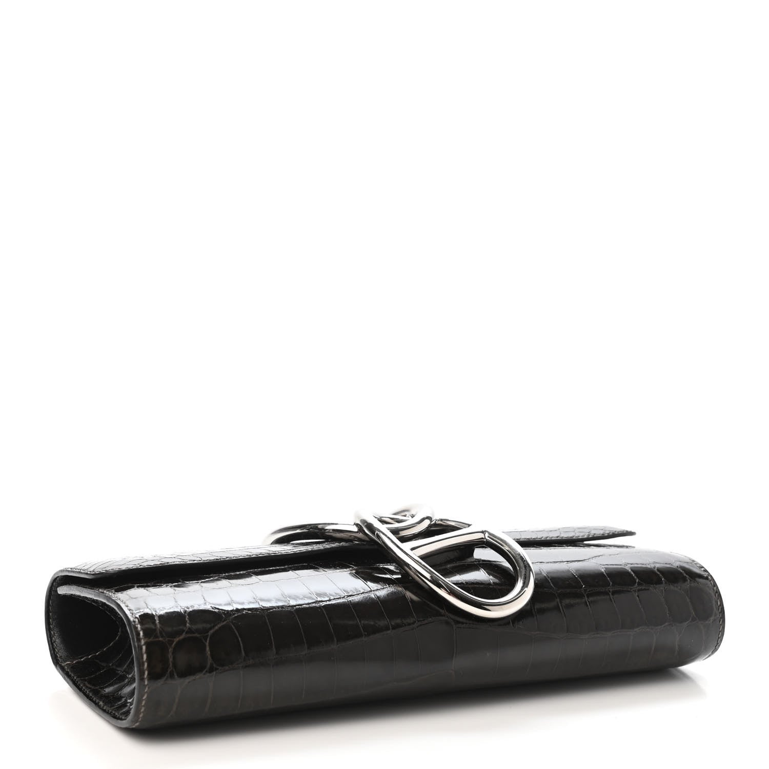 Hermes Shiny Niloticus Crocodile Egee Clutch Graphite 3 of 4