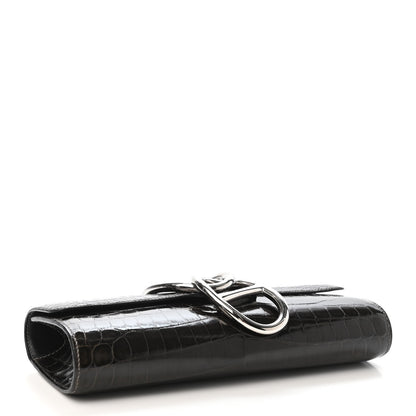 Hermes Shiny Niloticus Crocodile Egee Clutch Graphite 3 of 4