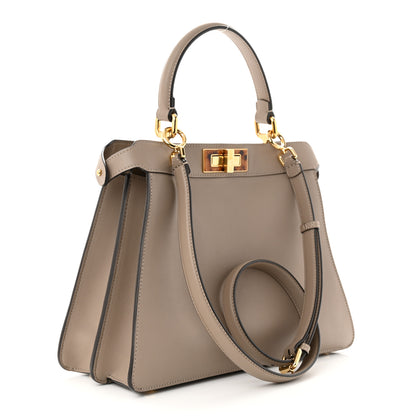 Fendi Vitello Seta Shiny Nappa Plexiglass Medium Peekaboo I SEE U Satchel Tortora 3 of 11