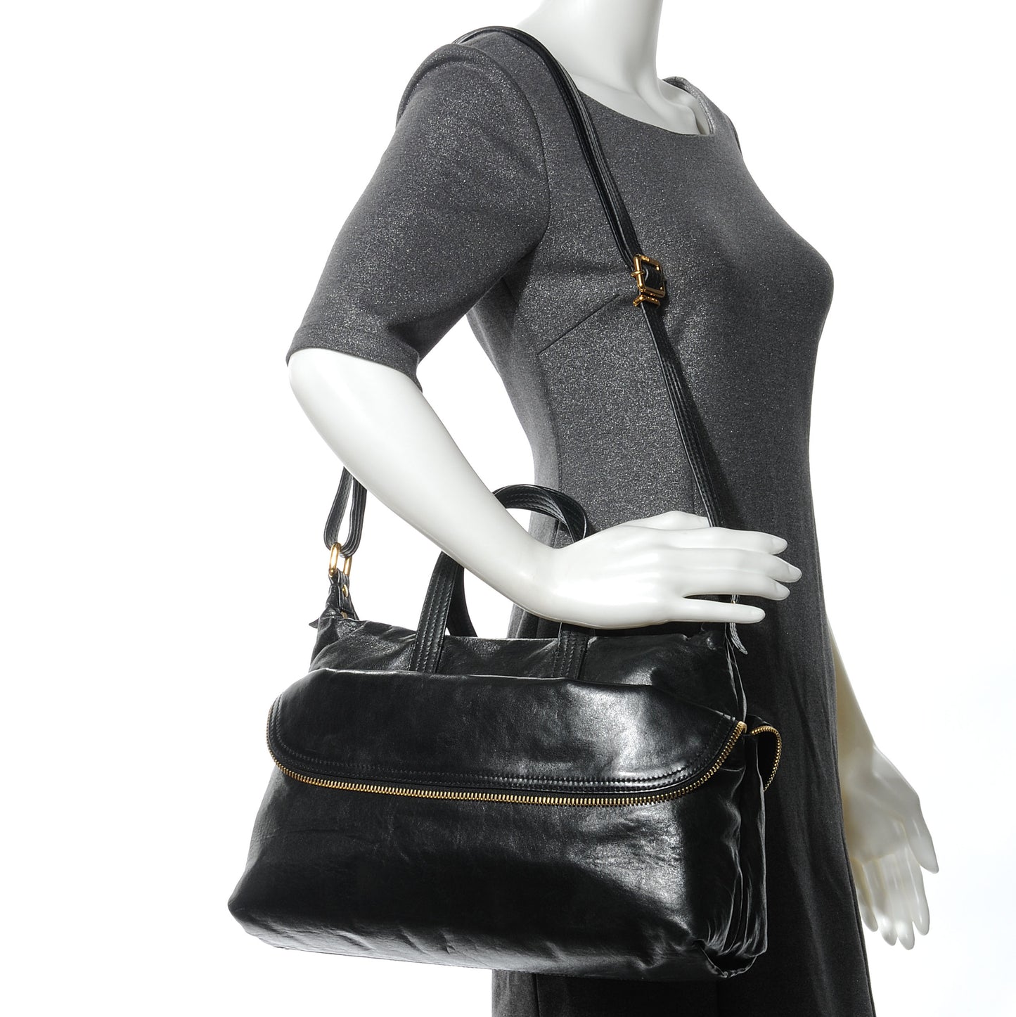 Goatskin Zip It Satchel Black