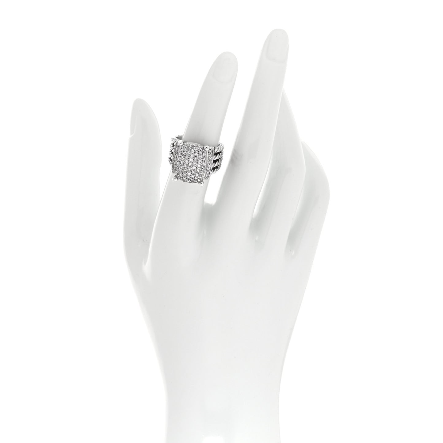 Sterling Silver Diamond 16mm Wheaton Ring 52 6