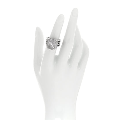 David Yurman Sterling Silver Diamond 16mm Wheaton Ring 52 6 2 of 4