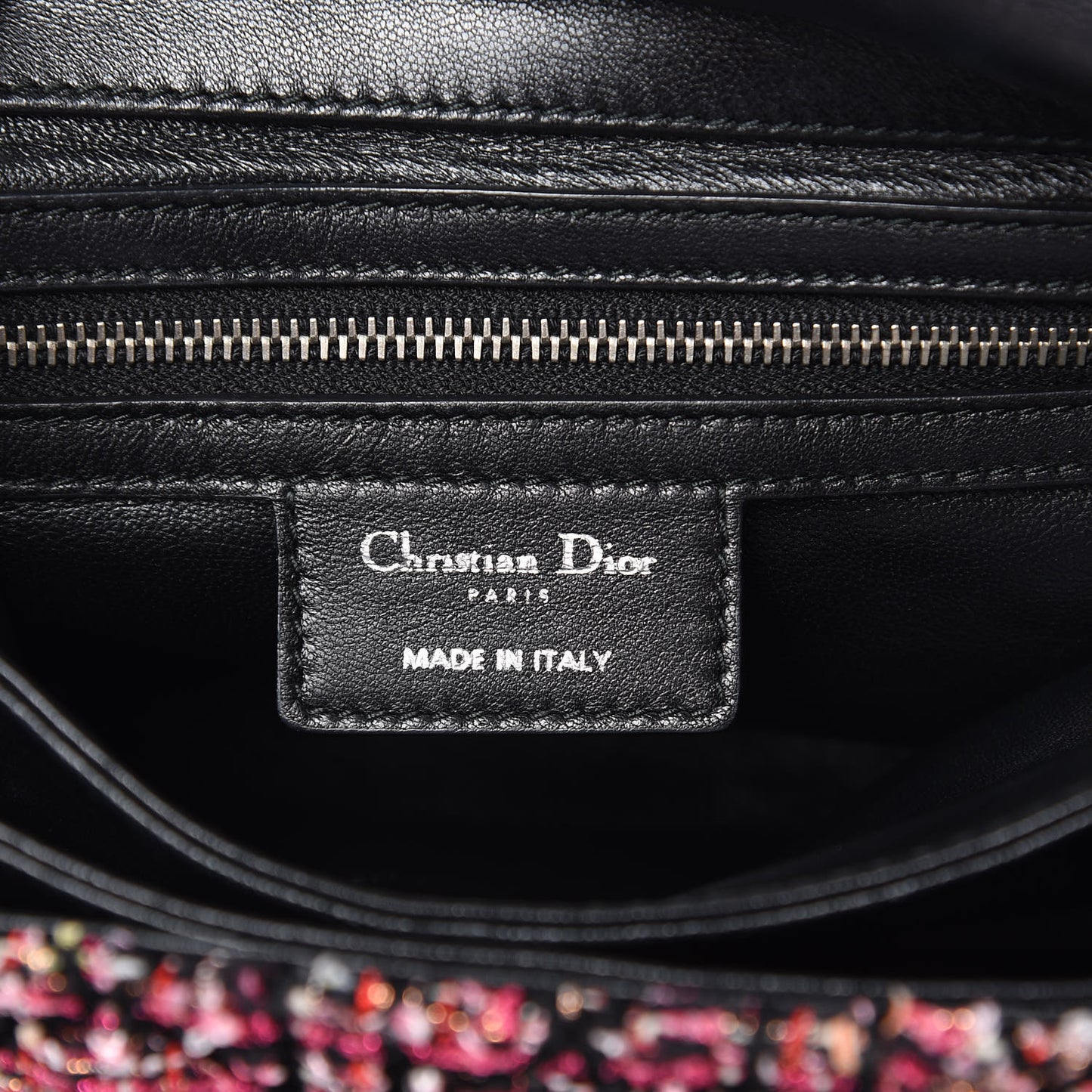Tweed Medium Miss Dior Flap Pink Black Multicolor