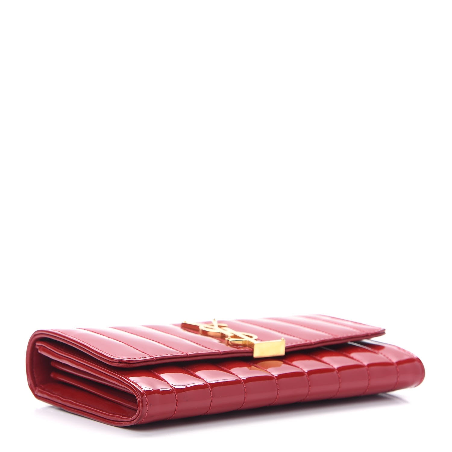Saint Laurent Patent Calfskin Matelasse Monogram Large Vicky Continental Wallet Rouge Eros 4 of 8