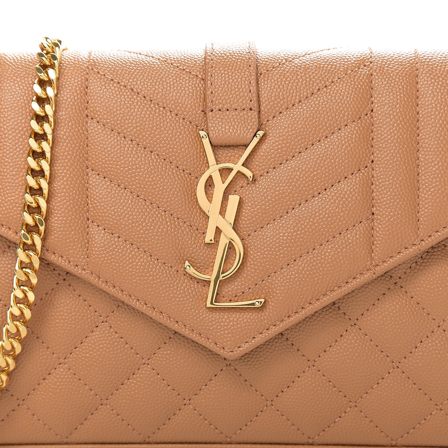 Grain De Poudre Mixed Matelasse Triquilt Monogram Chain Wallet Cork
