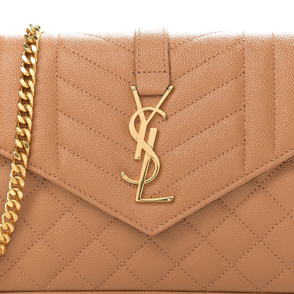 Saint Laurent Grain De Poudre Mixed Matelasse Triquilt Monogram Chain Wallet Cork 8 of 8