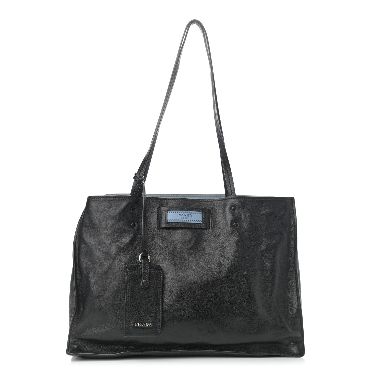 Prada Glace Calfskin Etiquette Shopping Bag Black Astrale 1 of 13