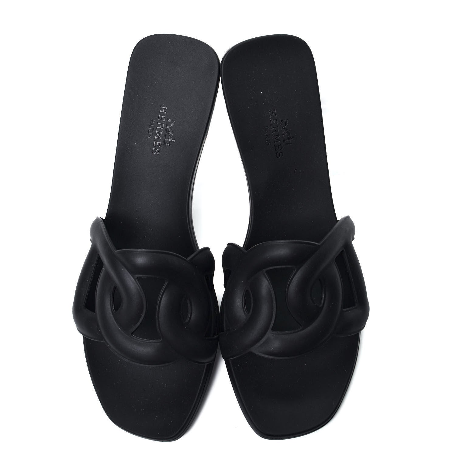 Hermes Rubber Aloha Sandals 37 Black 6 of 9