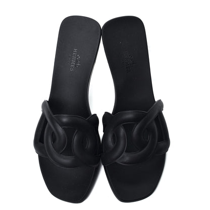 Hermes Rubber Aloha Sandals 37 Black 6 of 9