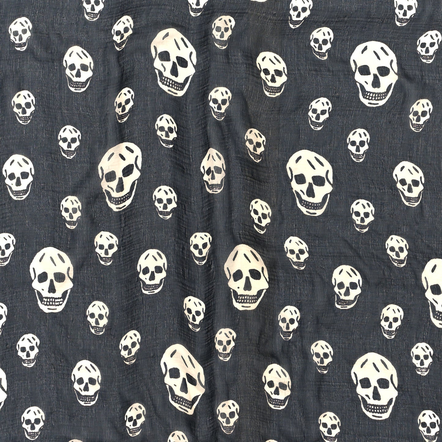 Silk Chiffon Skull Scarf Black Ivory