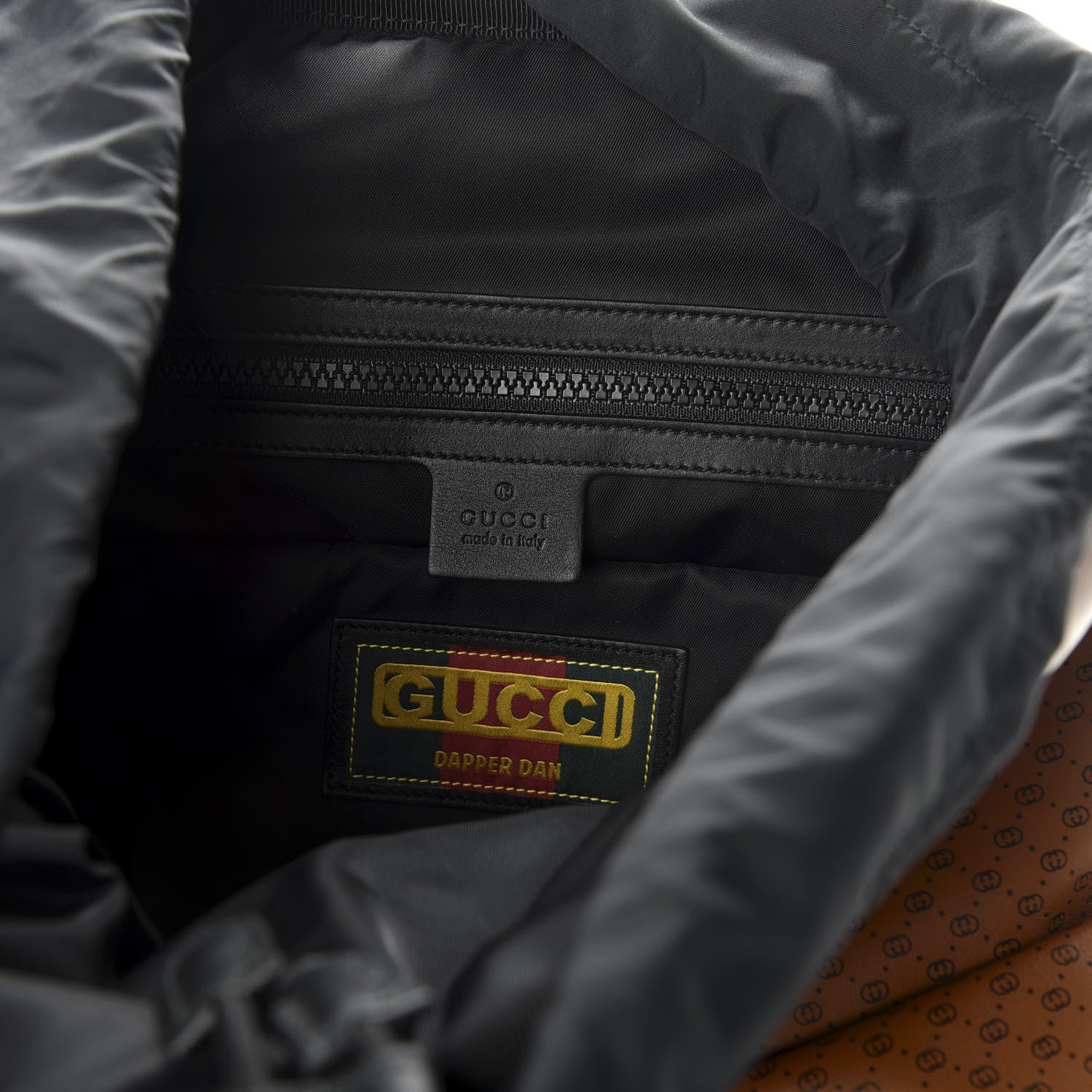 Gucci X DAPPER DAN Calfskin GG Micro Monogram Double Buckle Backpack Brown 5 of 10