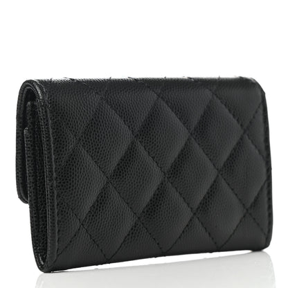 Chanel Caviar Quilted Crystal CC Flap Card Holder Black 3 of 9