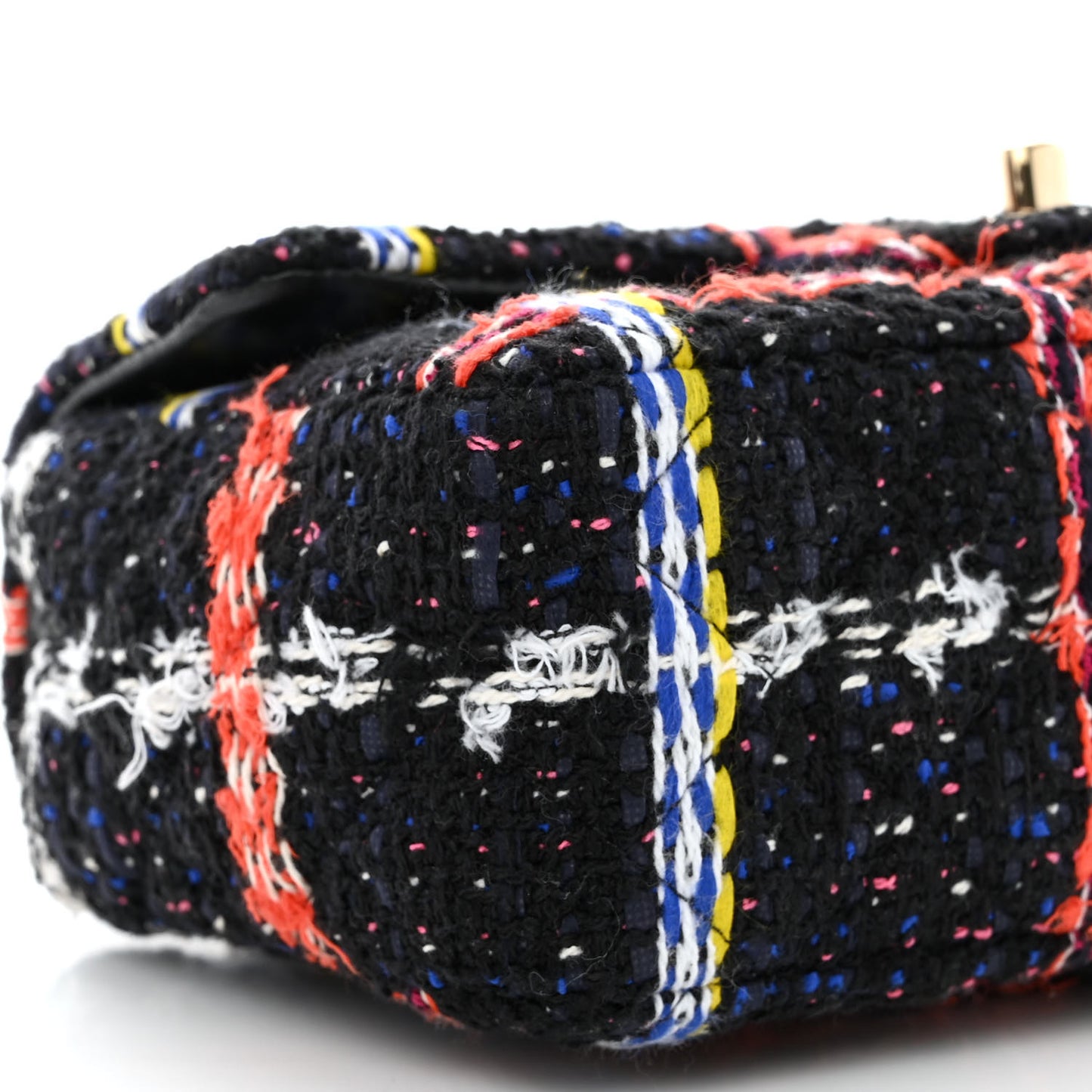 Tweed Quilted Mini Rectangular Flap Black Multicolor