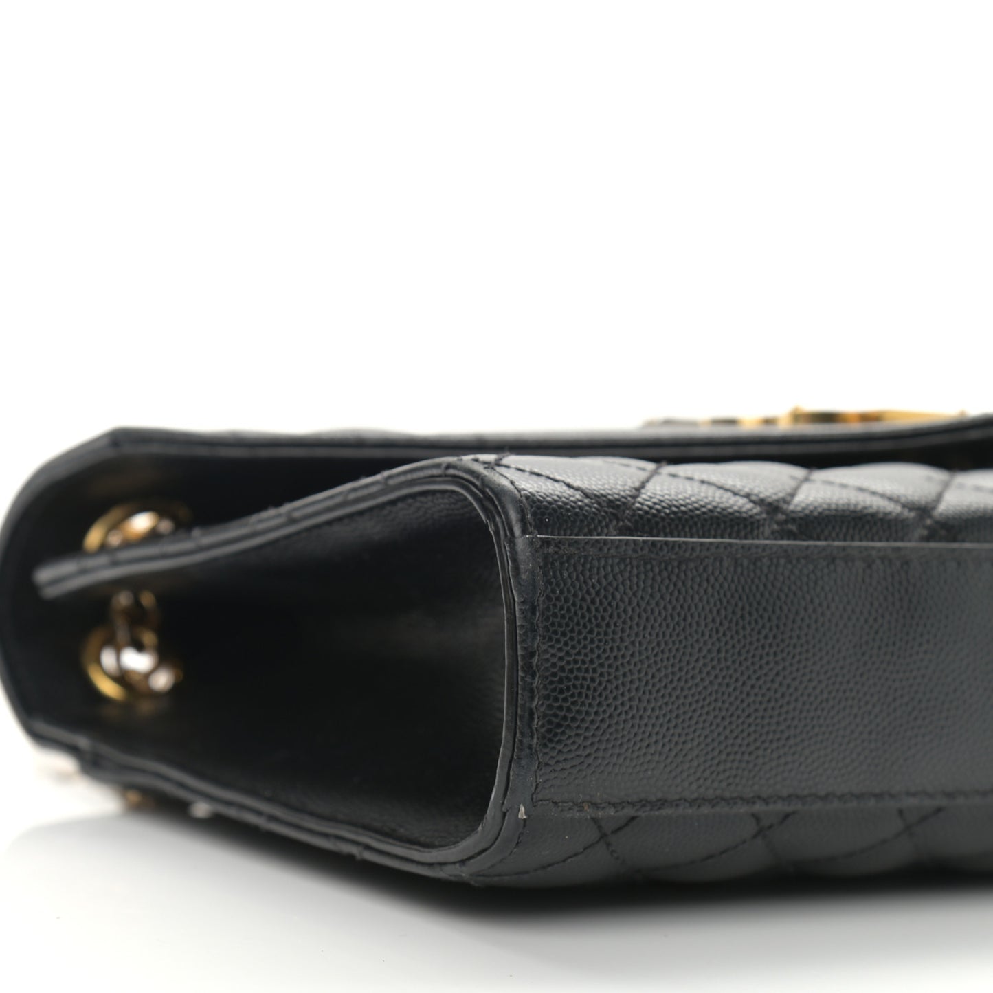 Grain De Poudre Textured Mixed Matelasse Triquilt Medium Monogram Satchel Black