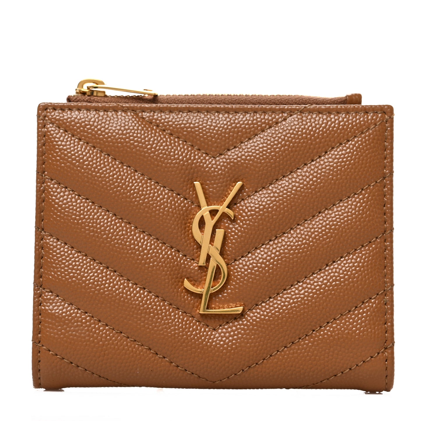 Grain De Poudre Matelasse Chevron Monogram Zipped Card Case Dark Natural