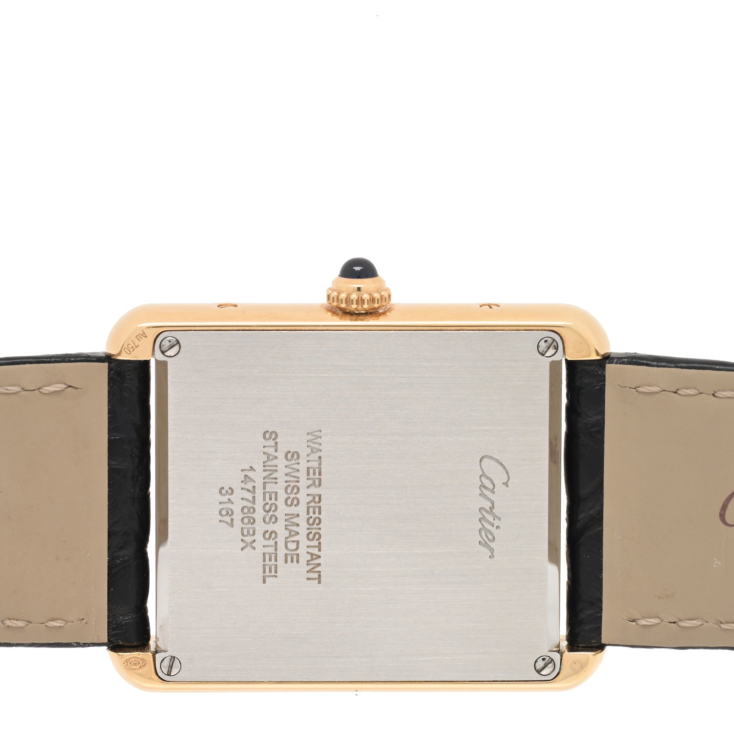 Cartier Stainless Steel 18K Yellow Gold Alligator 27mm Tank Solo Quartz Watch 4 of 6