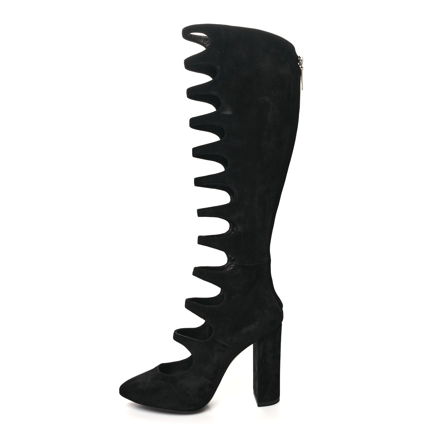 Saint Laurent Suede Cut Out Joplin Over The Knee Boots 36.5 Black 1 of 8