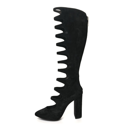 Saint Laurent Suede Cut Out Joplin Over The Knee Boots 36.5 Black 1 of 8