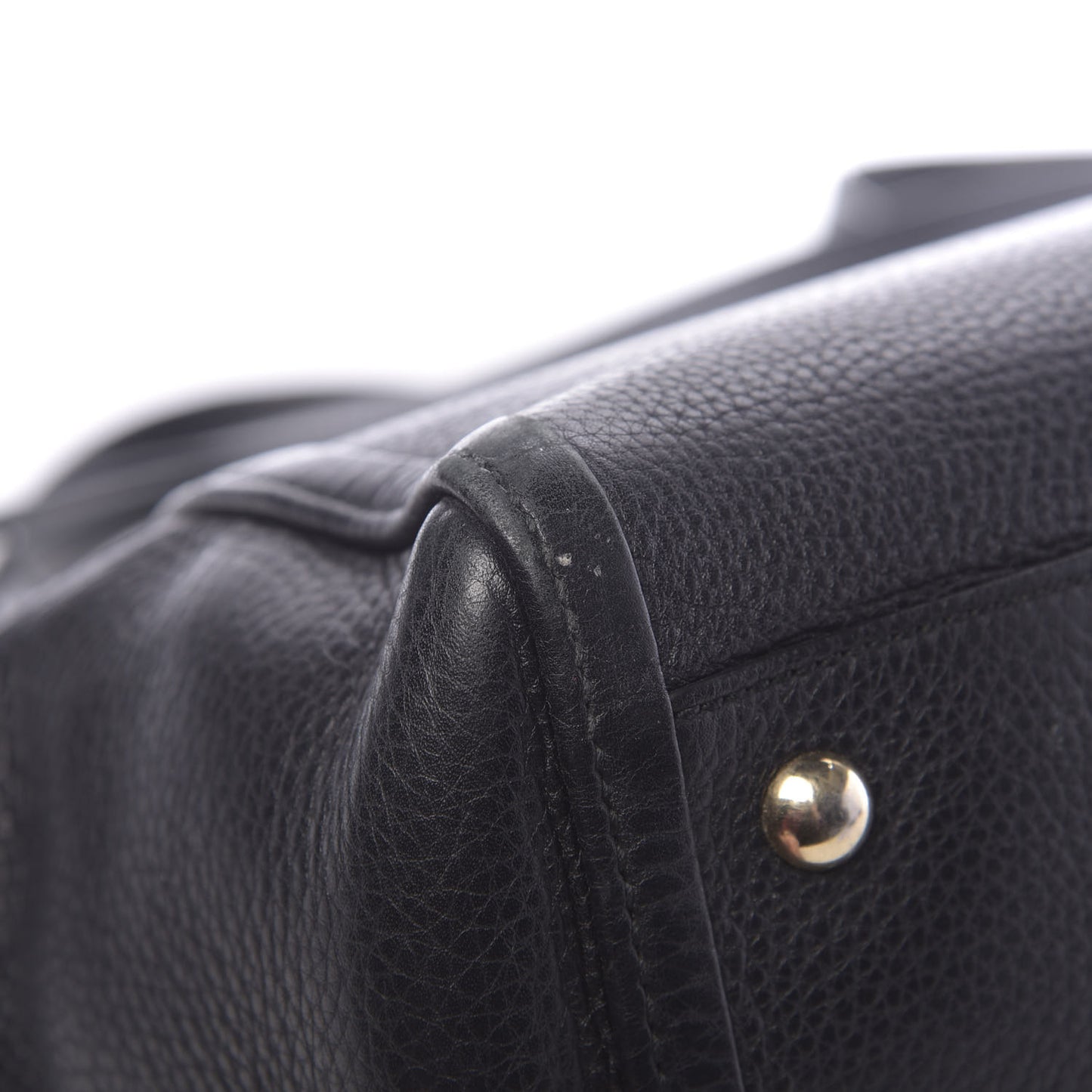 Pebbled Calfskin Small Soho Top Handle Bag Black