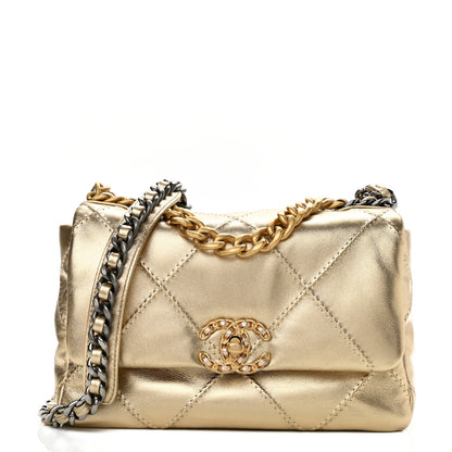 Chanel Metallic Lambskin Stitched Medium Chanel 19 Flap Gold 1 of 11