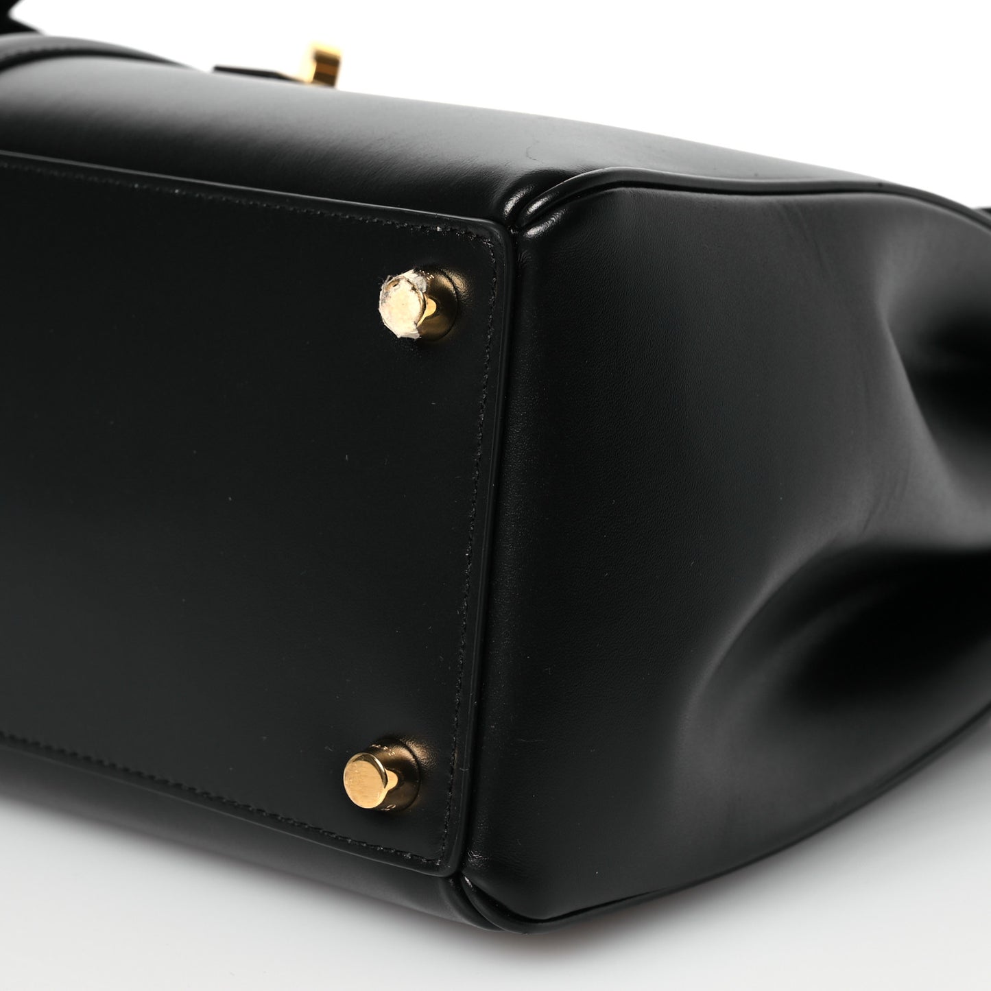 Satinated Calfskin Medium 16 Top Handle Bag Black