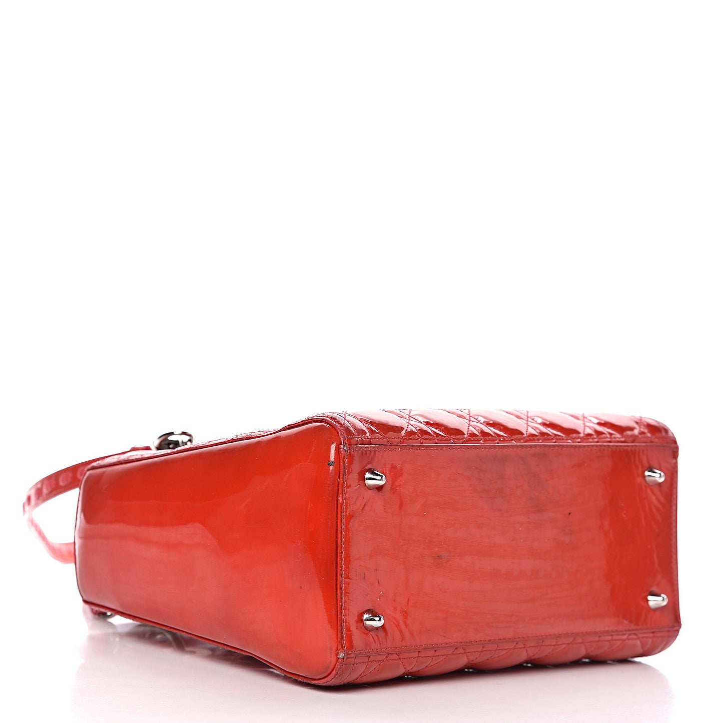 Patent Cannage Whipstitch Medium Lady Dior Red