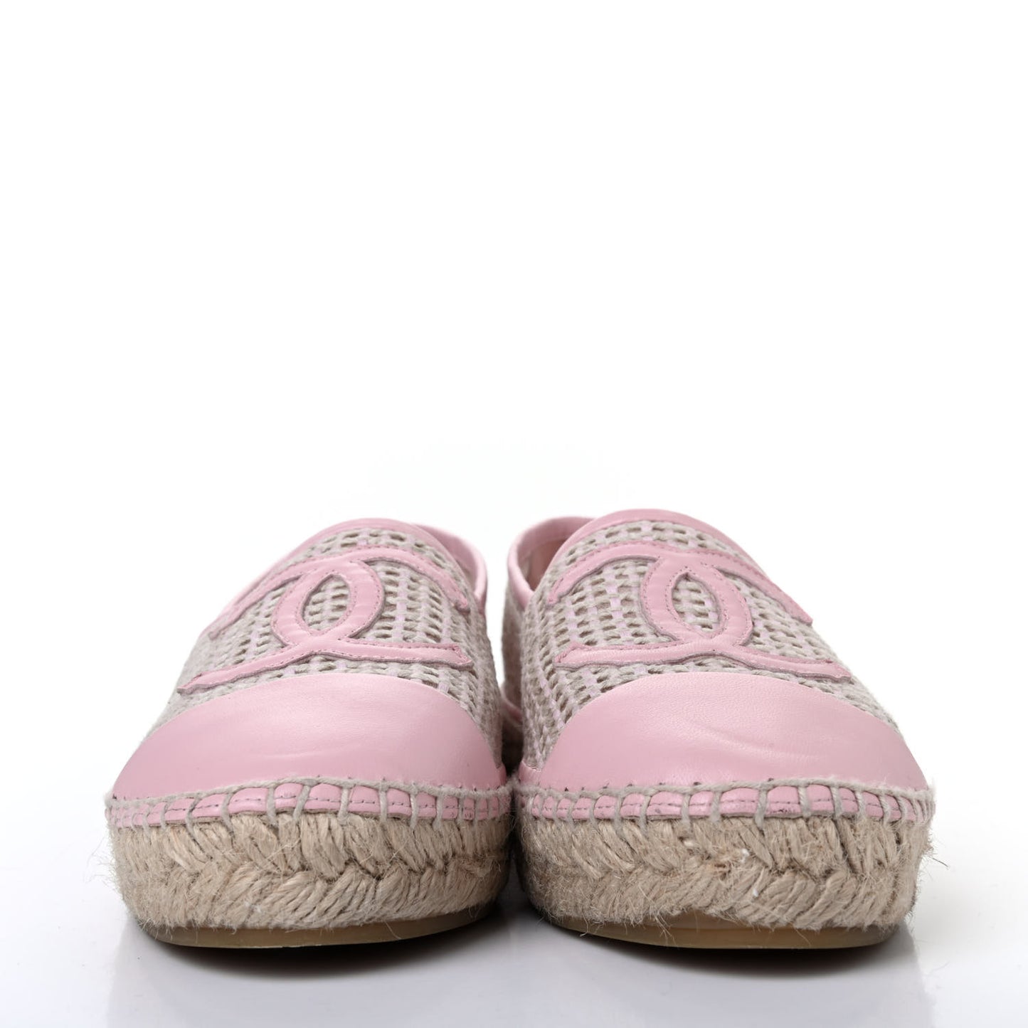 Mesh Lambskin CC Espadrilles 38 Light Pink Beige