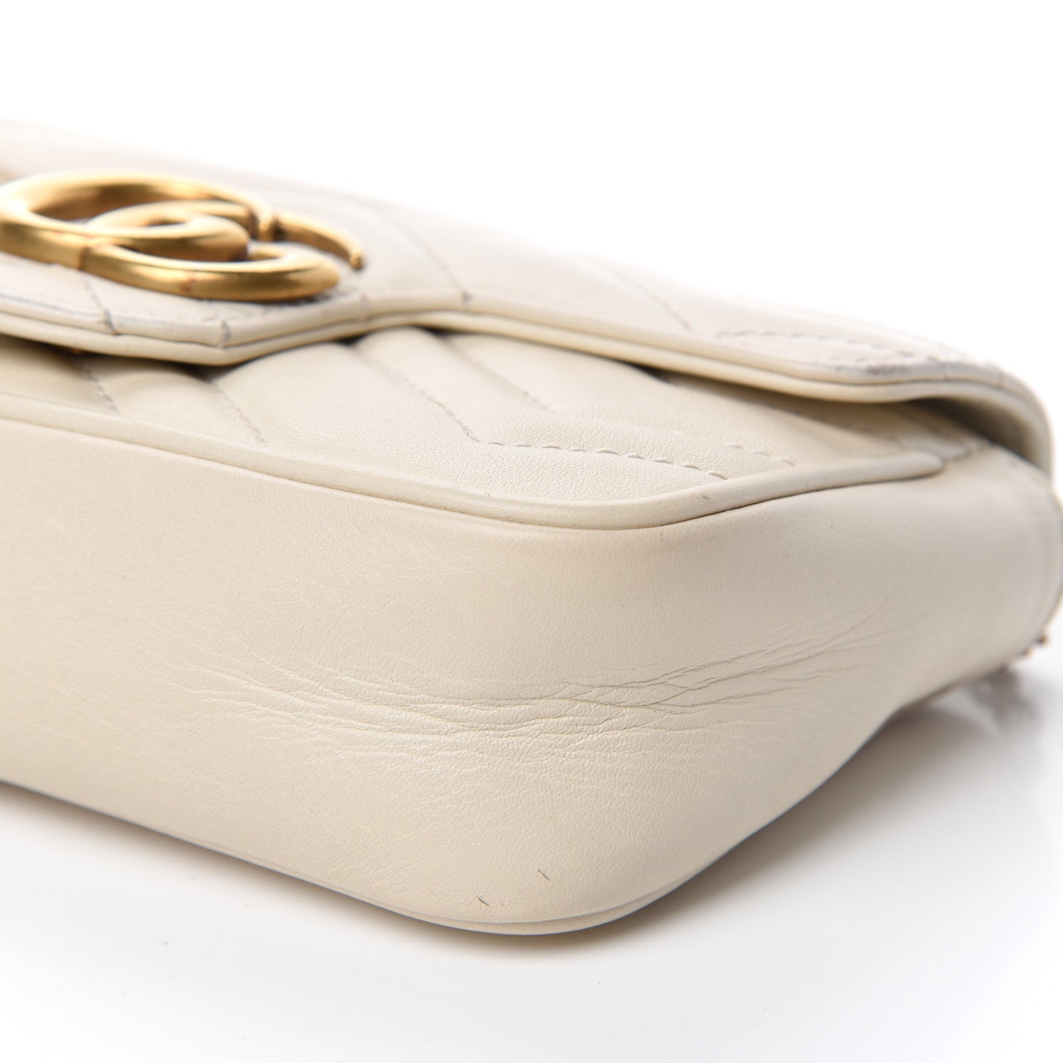 Gucci Calfskin Matelasse Super Mini GG Marmont Shoulder Bag White 7 of 10
