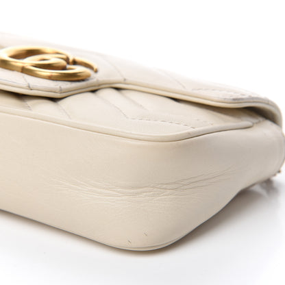 Gucci Calfskin Matelasse Super Mini GG Marmont Shoulder Bag White 7 of 10