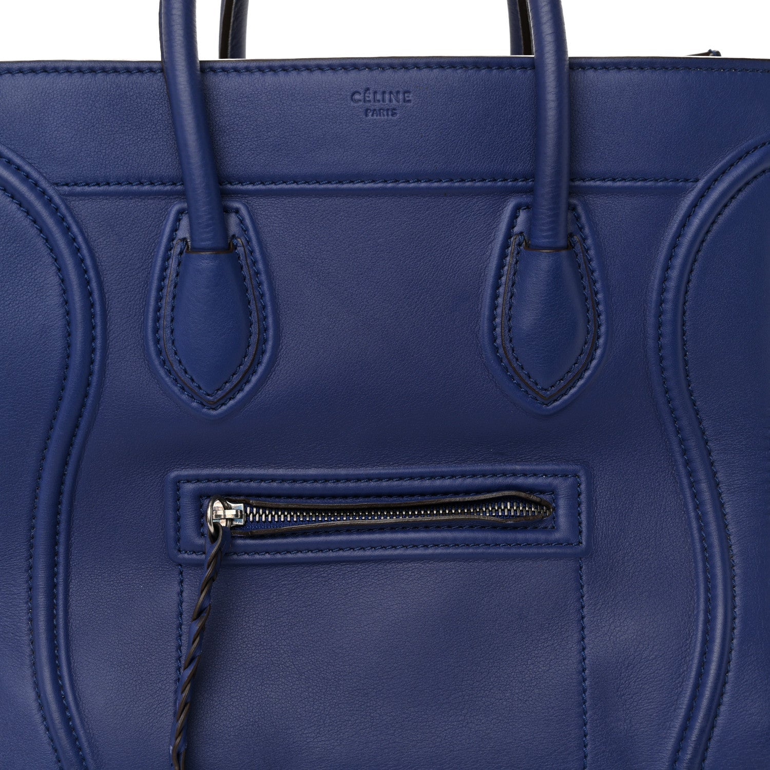 Celine Grained Calfskin Medium Phantom Luggage Indigo 7 of 10