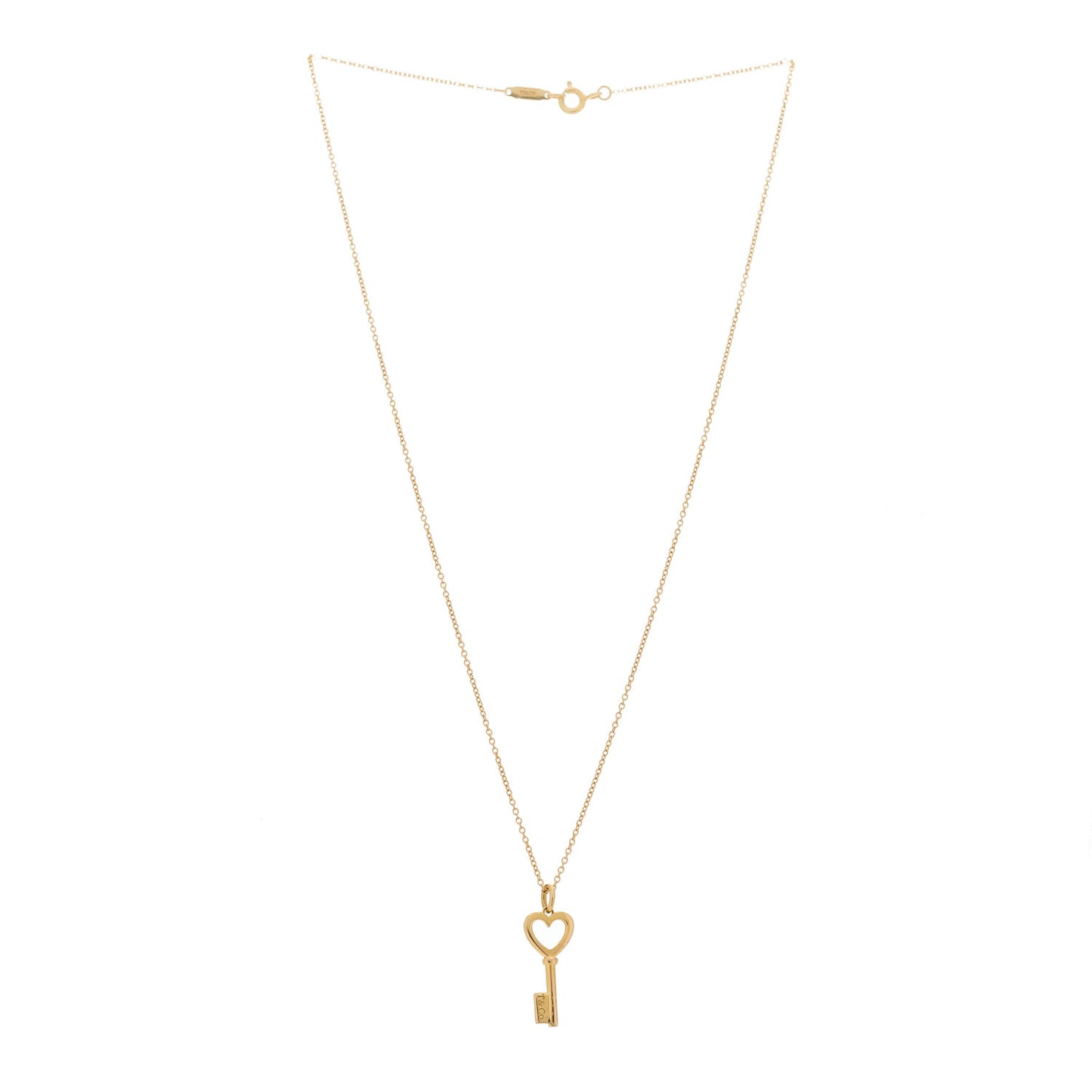 18K Rose Gold Mini Heart Key Pendant Necklace