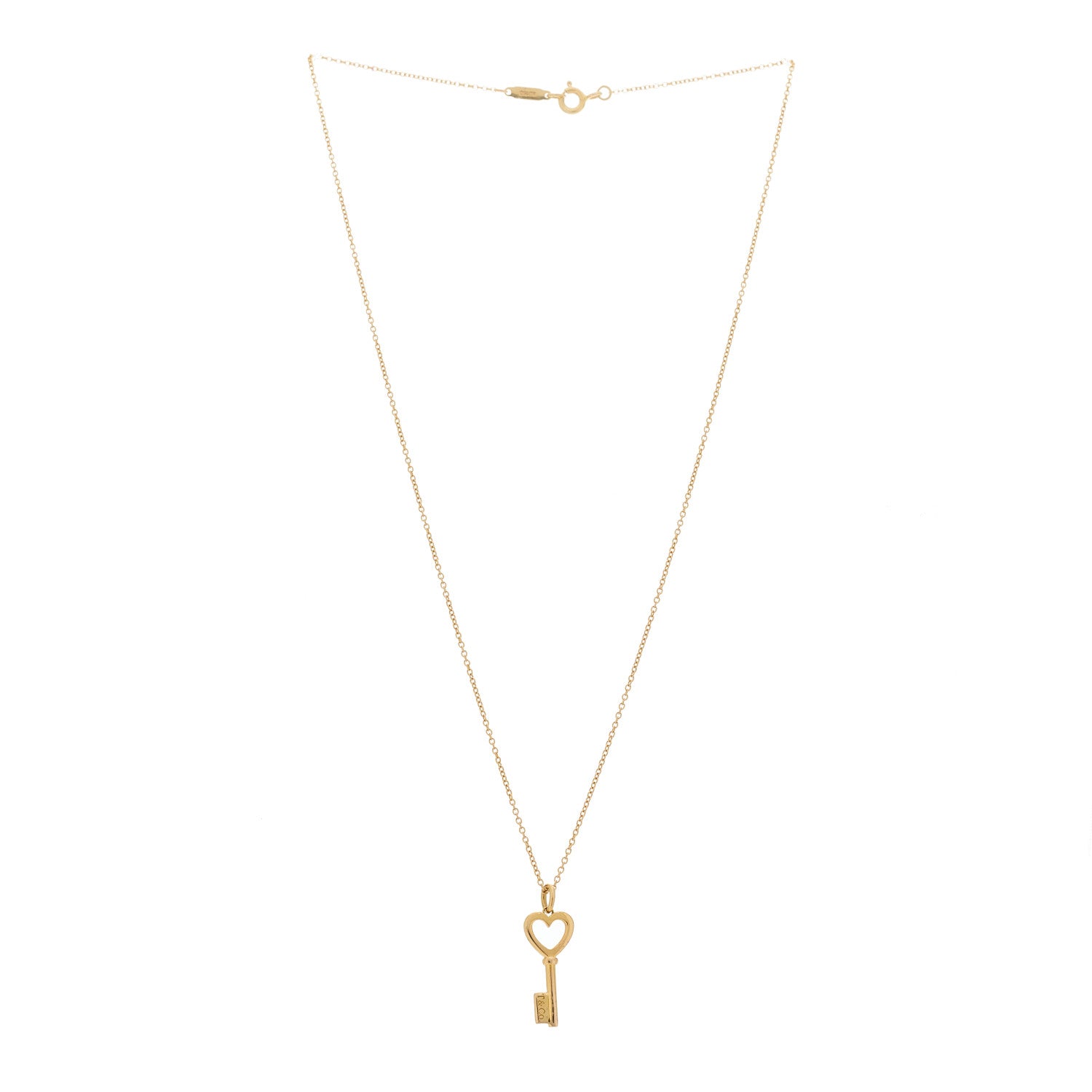 Tiffany 18K Rose Gold Mini Heart Key Pendant Necklace 3 of 6