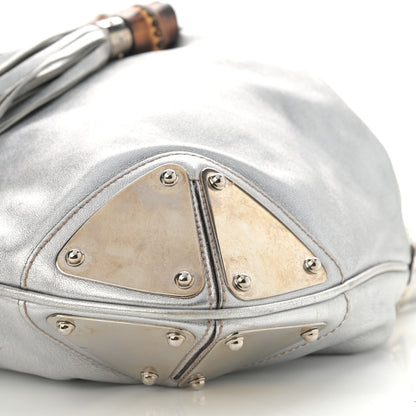 Gucci Metallic Calfskin Medium Indy Top Handle Hobo Silver 10 of 10