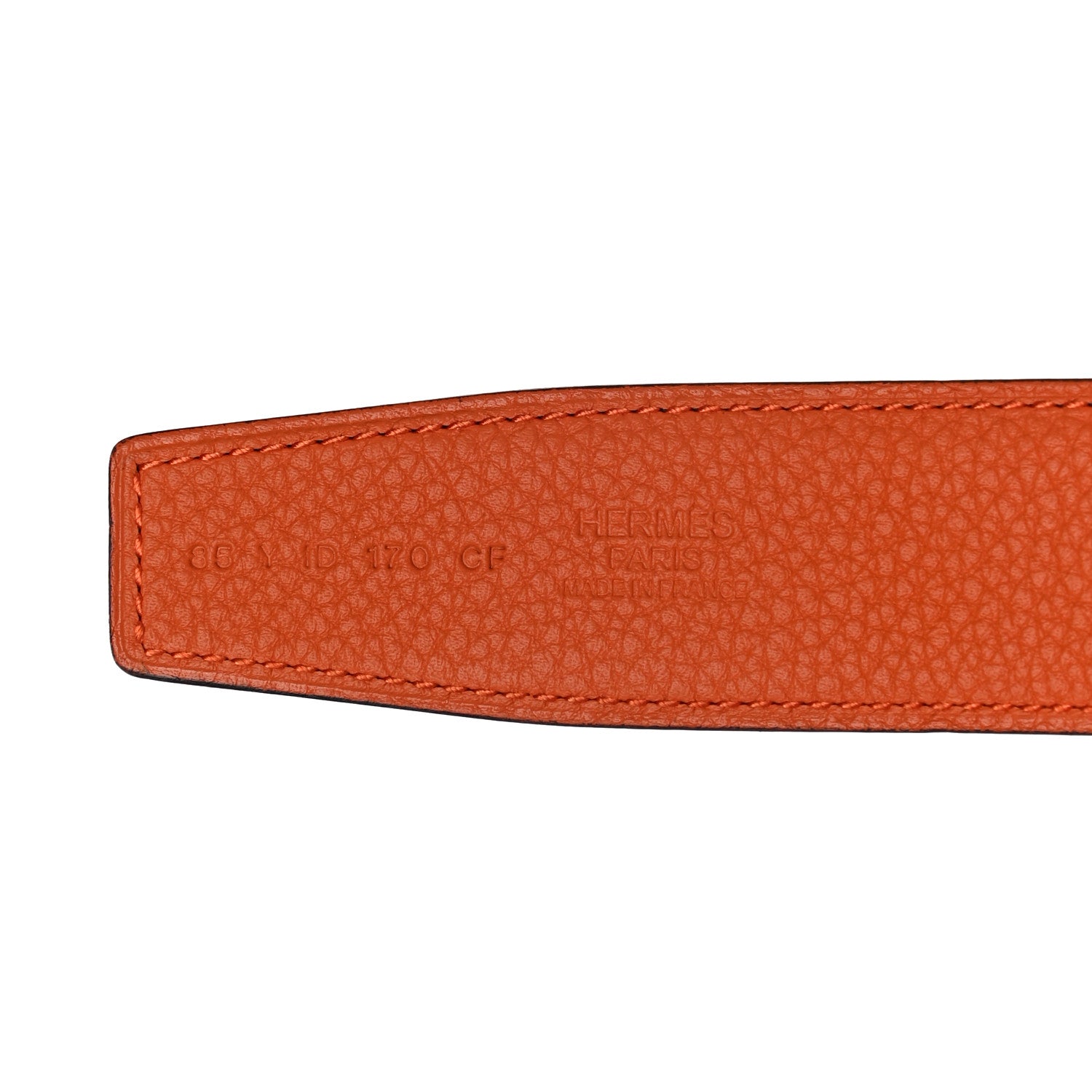 Hermes Box Togo 32mm H Belt 85 Black Orange 4 of 9