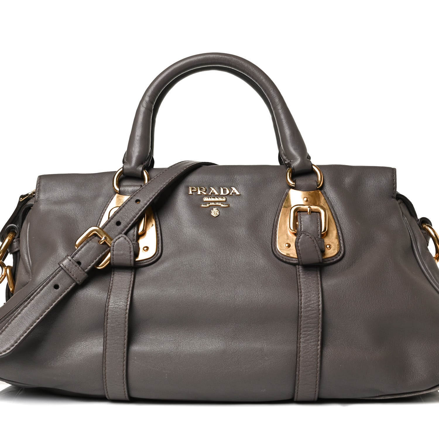 Prada Soft Calf Shopping Satchel Bag Bambu 11 of 27