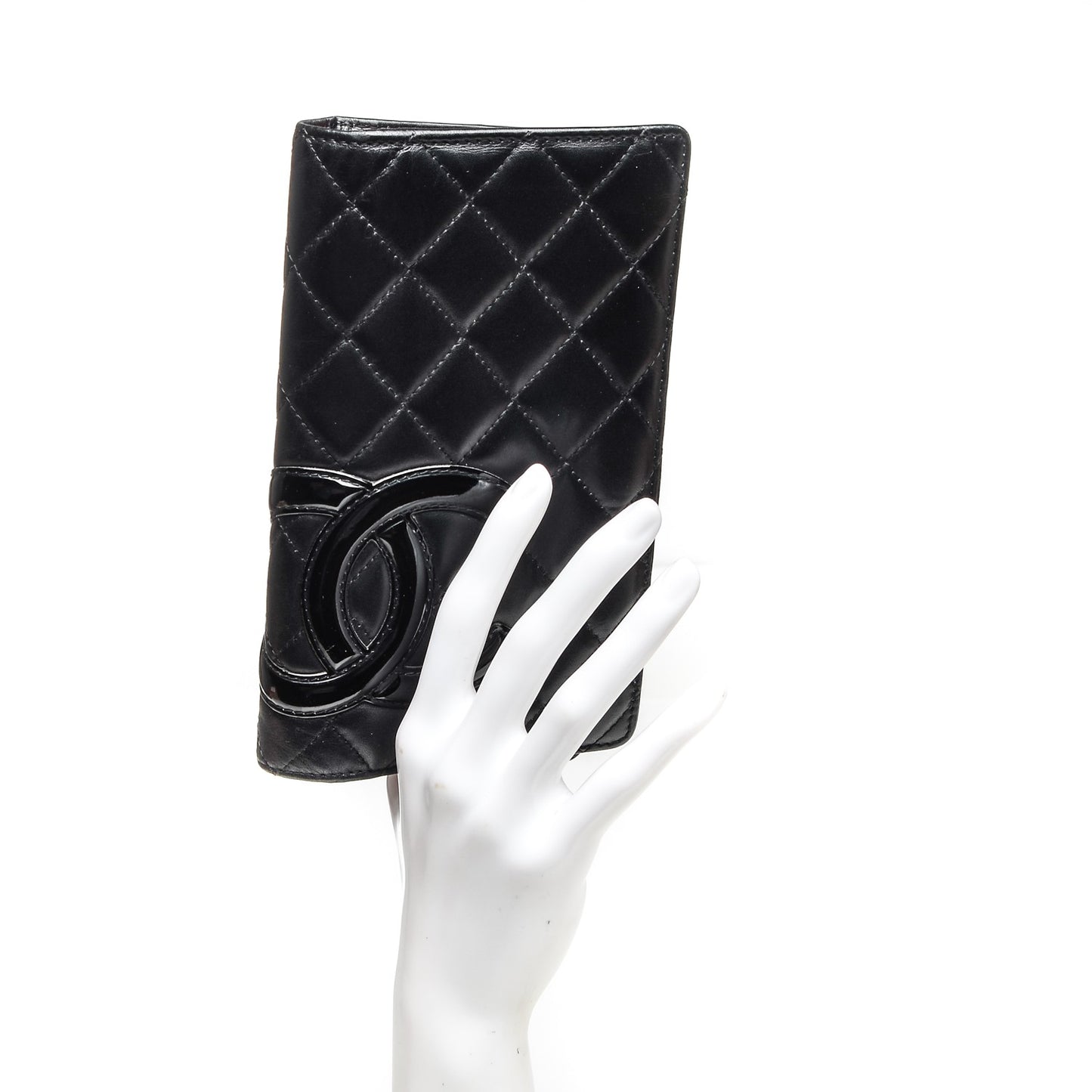 Calfskin Quilted Cambon Yen Wallet Black