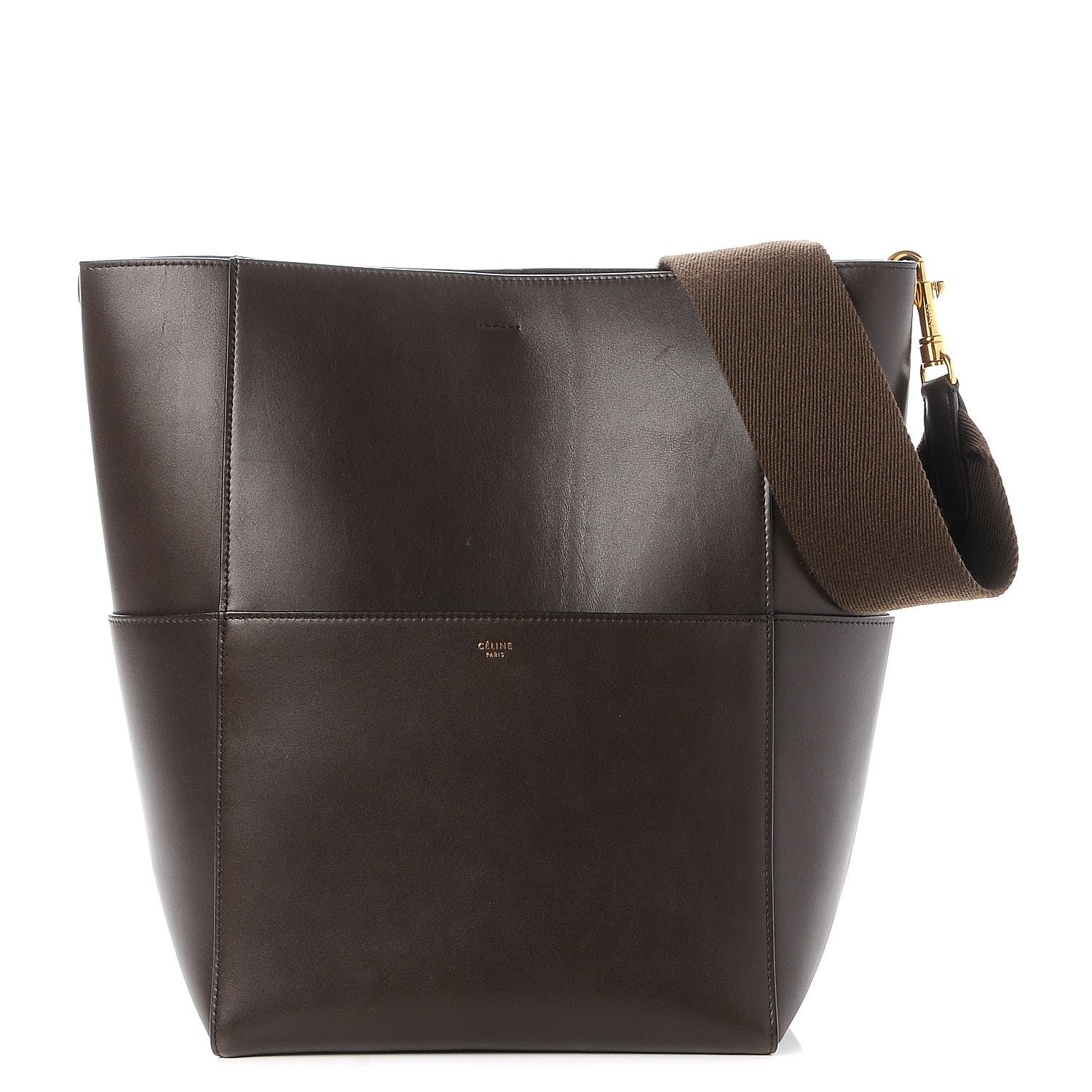 Celine Supersoft Calfskin Sangle Bucket Bag Wood 1 of 9