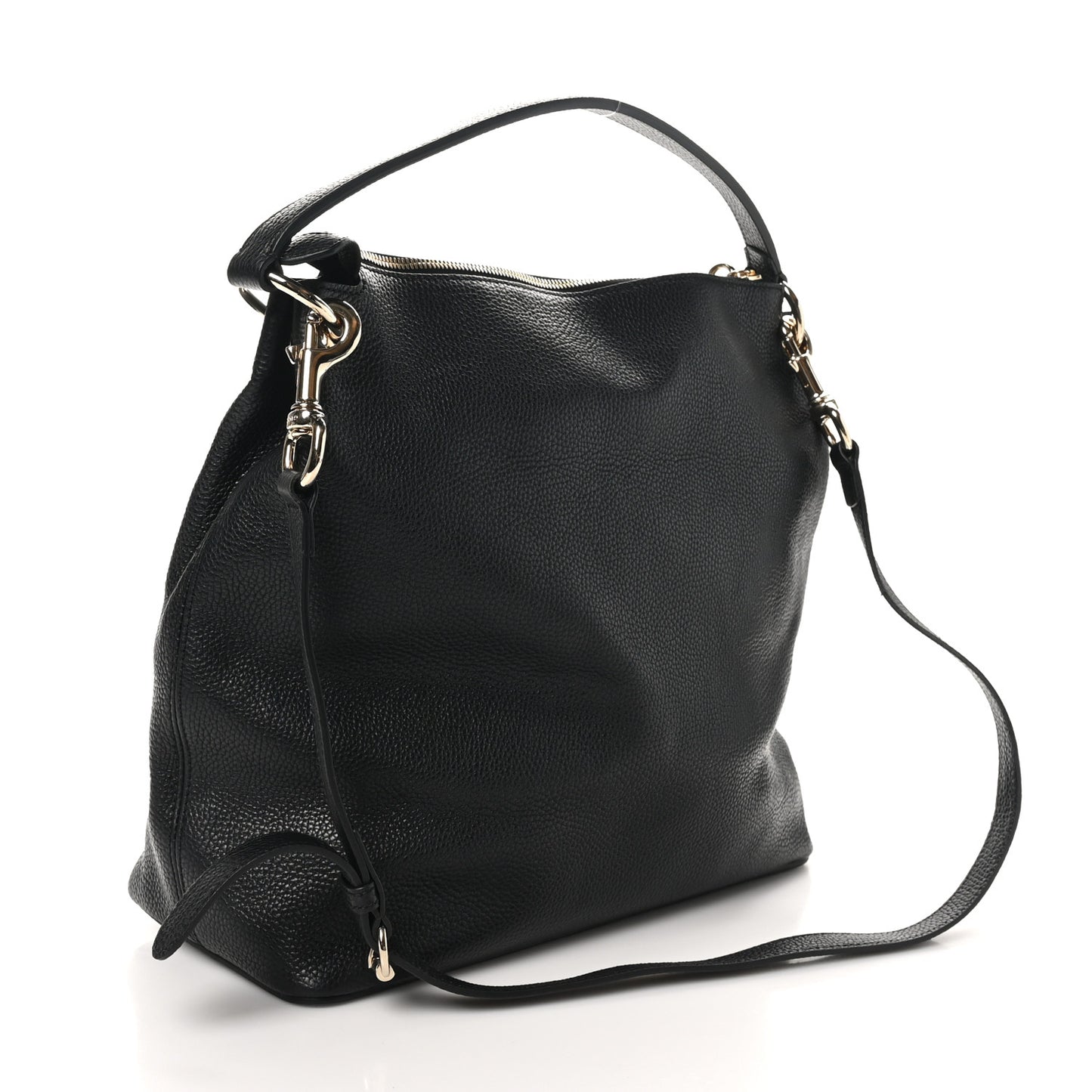 Pebbled Calfskin Large Soho Hobo Black
