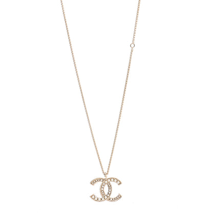 Chanel Crystal Pearl CC Pendant Necklace Gold 1 of 7