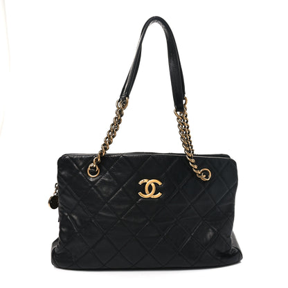 Chanel Calfskin Quilted Small CC Crown Tote Black 1 of 11