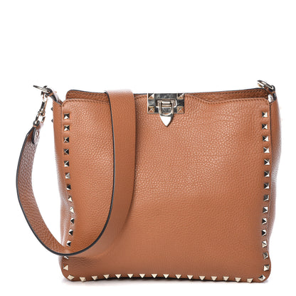 Valentino Garavani Pebbled Calfskin Small Rockstud Flip-Lock Messenger Bag Light Cuir 1 of 10