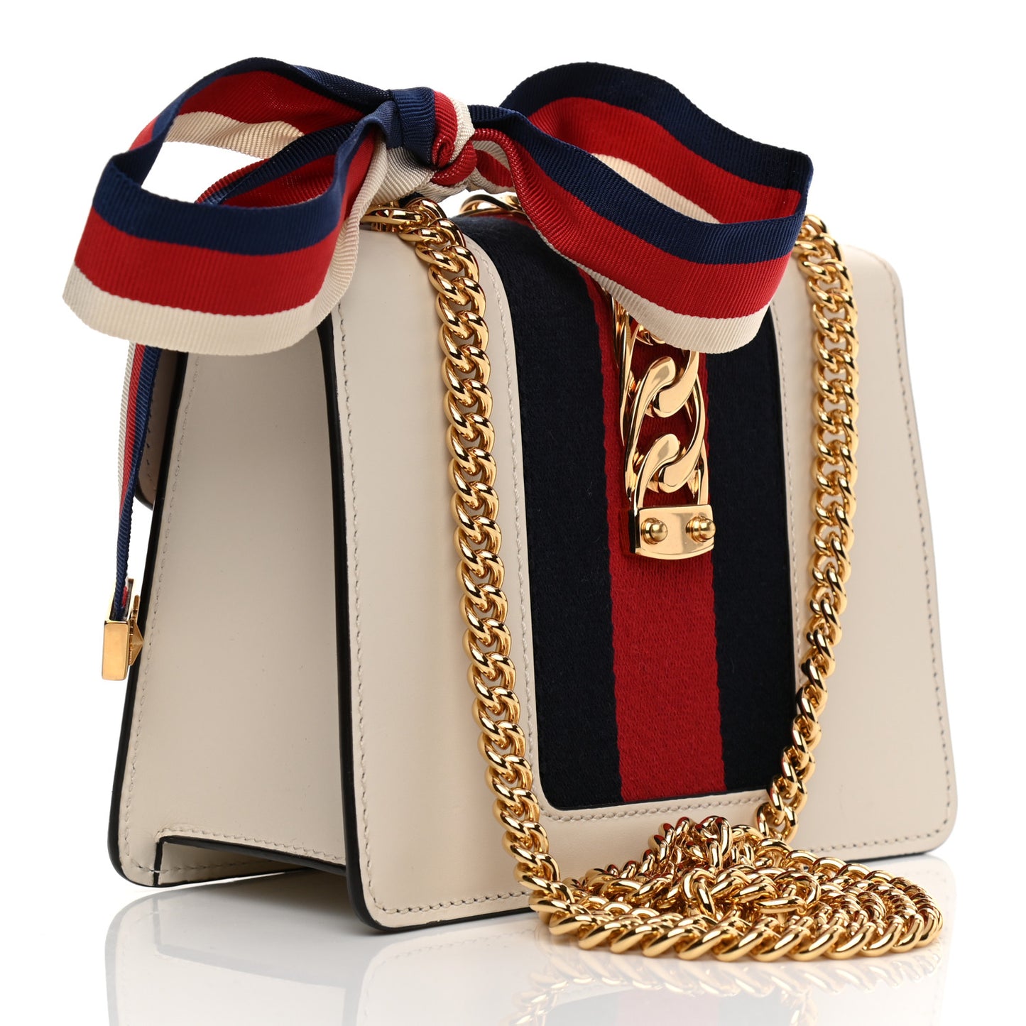 Calfskin Mini Sylvie Chain Shoulder Bag White