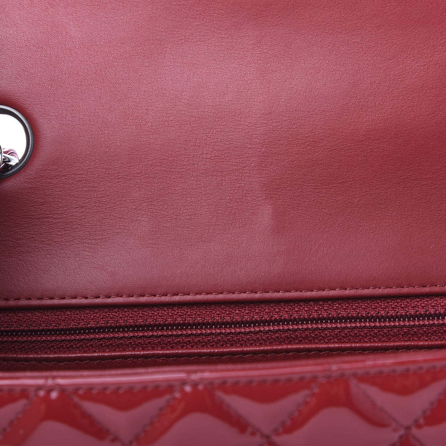 Patent Calfskin Quilted Mini Rectangular Flap Red