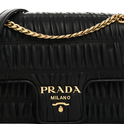 Prada Nappa Gaufre Medium Chain Flap Shoulder Bag Black 8 of 10