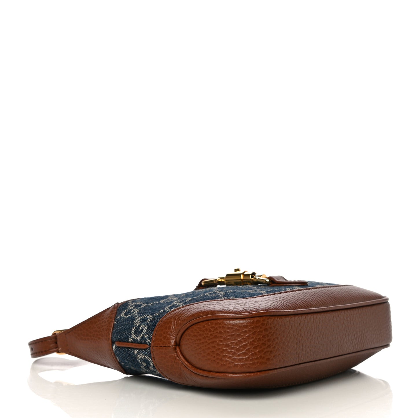 New Denim GG Monogram Calfskin Mini Jackie 1961 Hobo Blue Tea Cuir