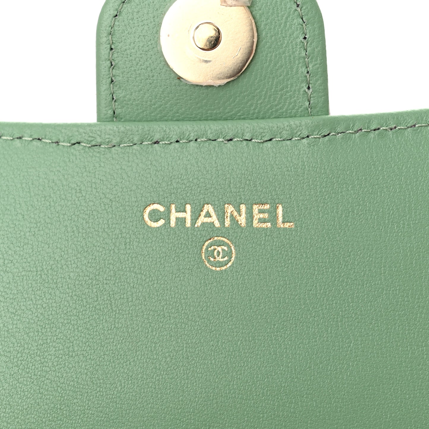 Lambskin Quilted Flap Phone Holder With Chain Lilac Light Green