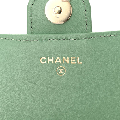 Chanel Lambskin Quilted Flap Phone Holder With Chain Lilac Light Green 6 of 12